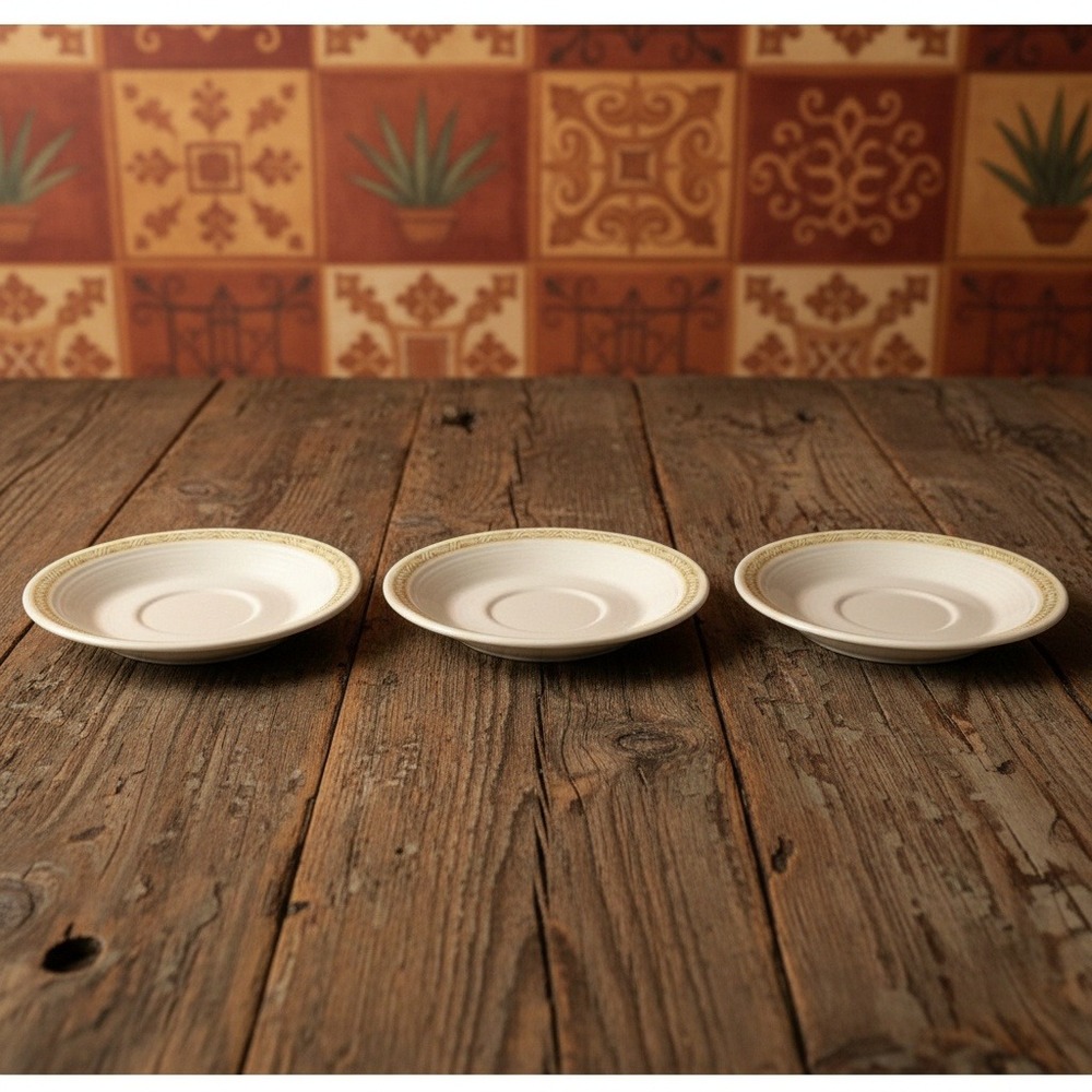 Vintage Franciscan Ware Hacienda Gold Saucers MCM Earthenware Set Of 3